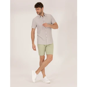 Pierre Cardin Erkek Açık Yeşil Slim Fit Keten Karışımlı Beli Lastikli Bermuda Şort 50264863-VR092