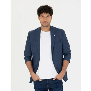 Pierre Cardin Erkek Açık Lacivert Slim Fit Keten Karışımlı Blazer Ceket 50277318-VR059