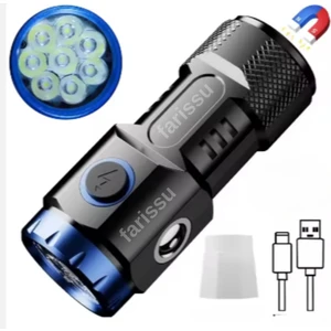 8x LED Yüksek Parlaklıkta Mini El Feneri – USB Şarjlı, Mıknatıslı ve Taşınabilir Çalışma Işığı