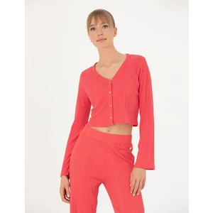 Pierre Cardin Kadın Fuşya Crop Top Örme Hırka 50263591-VR023