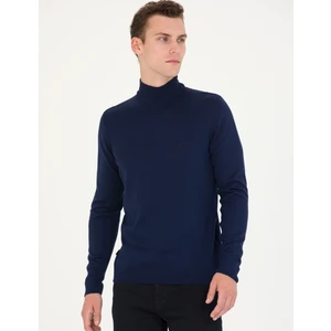Pierre Cardin Erkek Açık Lacivert Slim Fit Yarım Balıkçı Yaka Basic Triko Kazak 50276502-VR059