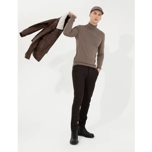 Pierre Cardin Erkek Vizon Melanj Slim Fit Balıkçı Yaka Basic Triko Kazak 50257158-VR174