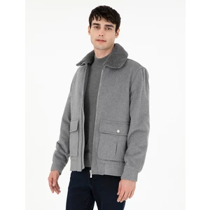 Pierre Cardin Erkek Gri Yün Karışımlı Regular Fit Kaşe Mont 50293328-VR024