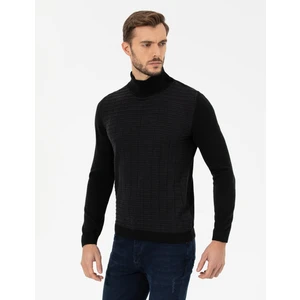 Pierre Cardin Erkek Siyah Slim Fit Balıkçı Yaka Triko Kazak 50259787-VR046