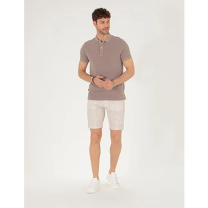 Pierre Cardin Erkek Bej Slim Fit Beli Lastikli Desenli Bermuda Şort 50264882-VR011
