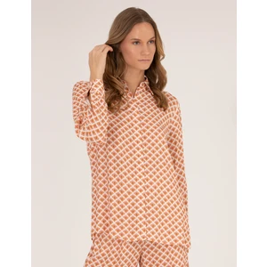 Pierre Cardin Kadın Turuncu Regular Fit Desenli Uzun Kollu Gömlek 50265946-VR222