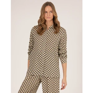 Pierre Cardin Kadın Siyah Regular Fit Desenli Uzun Kollu Gömlek 50265946-VR046