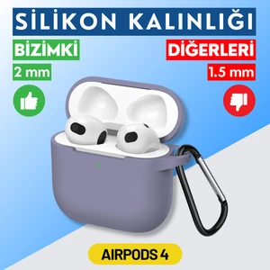 4. Nesil Uyumlu Lavanta Grisi Premium Silikon High Quality Kulaklık Kılıfı (2 mm Kalınlık)