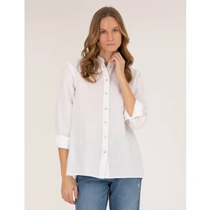 Pierre Cardin Kadın Beyaz Keten Karışımlı Gömlek 50262568-VR013
