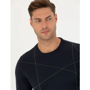 Pierre Cardin Erkek Lacivert Slim Fit Bisiklet Yaka Yün Karışımlı Triko Kazak 50278028-VR033