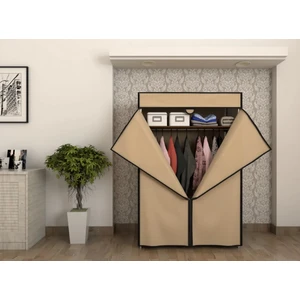 Dzgn Home Metal Çelik Borulu Plastik Raflı Ekonomik Bez Gardırop