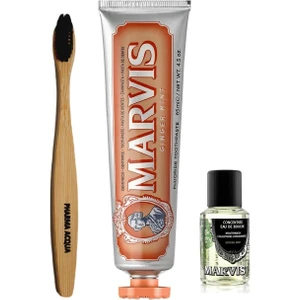 Ginger Mint Diş Macunu 85 ml +Bambu Diş Fırçası + Konsantre Ağız Gargarası 30 ml
