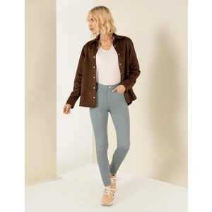 Pierre Cardin Kadın Mint Skinny Fit Kanvas Pantolon 50254391-VR152