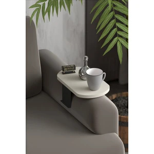 Zeds Creations Yan Sehpa Ayarlanabilir Tepsi Oval Dekoratif Modern Yatay Dikey Koltuk Sehpası Krem