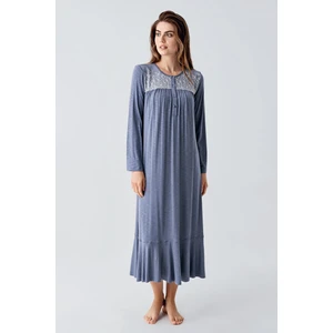 Artış Collection Uzun Kollu Dantelli Düğmeli Esnek Viskoz Gecelik 21108