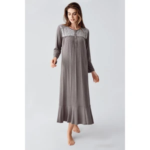 Artış Collection Uzun Kollu Dantelli Düğmeli Esnek Viskoz Gecelik 21108