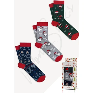 Mono Socks - 3'lü Hoho Noel Dede Desenli Yılbaşı Hediyelik Çorap