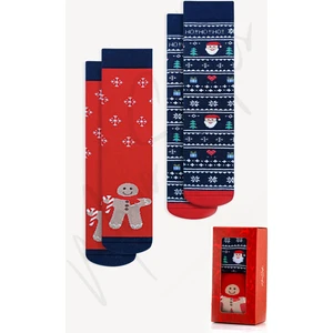 Mono Socks - 2'li Kalın Kışlık Kurabiye Hohoho Desenli Çorap