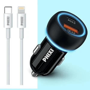 Oto Çakmaklık Şarjı Süper Hızlı 60W + Iphone Apple Kablosu Çift Çıkışlı Pd Araç Şarj Adaptörü