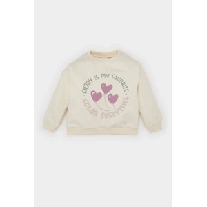 Kız Bebek Bisiklet Yaka Baskılı Sweatshirt D1660A524WN