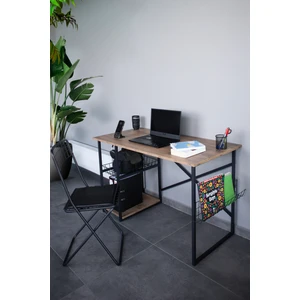 Nur Metal Çalışma Masası Takımı 120x60 Cm Bilgisayar, Ders, Ofis Masası Ve Siyah Katlaır Sandalye - Çam