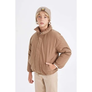 Erkek Çocuk Su Geçirmez Dik Yaka Fermuarlı Cepli Mont