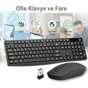 Emtu Life SC601 Kablosuz Klavye Mouse Set Siyah  USB Türkçe Q