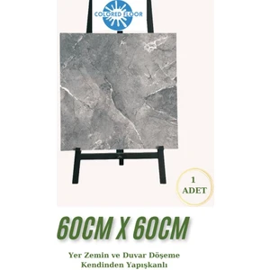 Renkli Duvarlar Yapışkanlı Yer Zemin Ve Duvar Kaplama Paneli Arkası Kauçuklu 60x60cm Banyo Salon Floor Pvc Panel 617