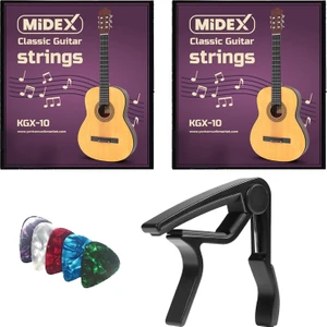 KGX-10MC Klasik Gitar Teli Takımı Pena ve Metal Kapo (Capo) Seti