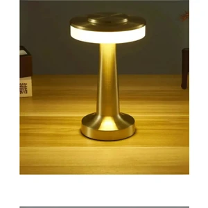 Dekoratif Şarjlı Dokunmatik LED Metal Masa Lambası USB Kablolu Abajur ve Gece Lambası Altın