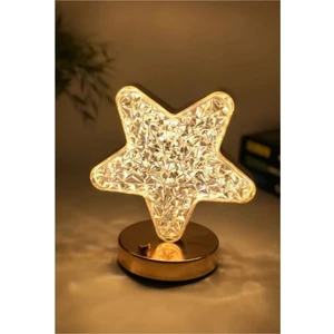 Dekoratif Yıldız Masa Lambası Crystal Star USB Şarjlı 3 Modlu Ambiyans LED Gece Lambası