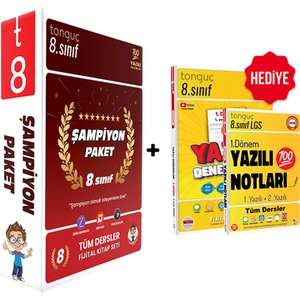 Tonguç Akademi 8. Sınıf Şampiyon Paketi 2025 + 8. Sınıf 1. Dönem 1 ve 2. Yazılı Yazılı Notları - Yazılı Denemeleri