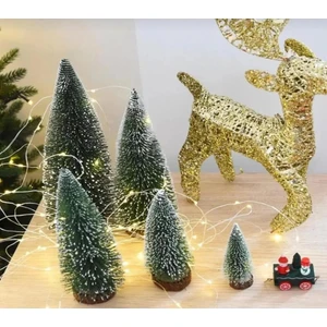 Ozn Aksesuar Minyatür 3'lü Yılbaşı Karlı Çam Ağacı Seti Plastik Süsler ile Yeni Yıl Dekorasyonu