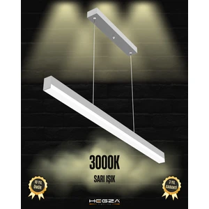 Hegza Lighting Magro 80cm (Gri Kasa, Sarı Işık) Ledli Sarkıt Lineer Modern LED Avize, Salon, Mutfak, Masa Üstü Avize