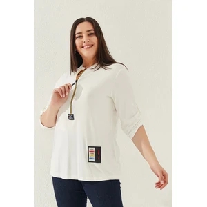 Lady Majestic Büyük Beden Fermuarlı Bluz