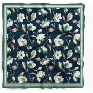 Kadın Şal – %100 Polyester, Hafif Ve Dayanıklı Mavi Çiçek Desenli Kumaş, Bahar Ve Günlük Kombinler İçin İdeal