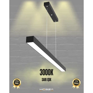 Hegza Lighting Lineer-80 (Siyah Kasa, Sarı Işık) Ledli Modern Avize