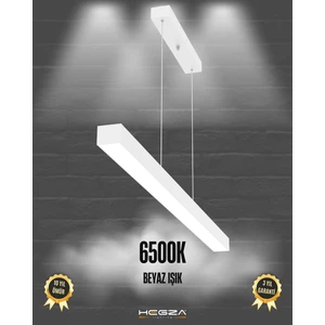 Hegza Lighting Lineer 80cm (Beyaz Kasa, Beyaz Işık) Ledli Modern Sarkıt Lineer LED Avize