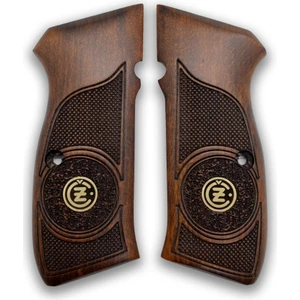 Zib Grips Silah Kabzası - Cz 75, Canik 55, S120, L120 ile Uyumlu - Koyu Kahverengi Renk - Metal Logolu - CZ75CV012L1