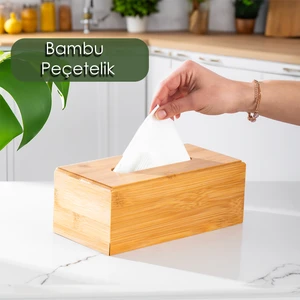 0006 Bambu Peçetelik Ahşap Dekoratif Peçetelik Masaüstü Peçetelik Peçete Düzenleyici Peçete Kutusu