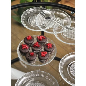 Cam Kristal Model Tabak Kahvaltılık Çerez 14 cm Tatlı Tabağı 6'lı Begonya