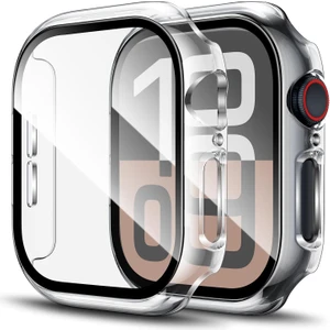 Kasa Koruyucu Kılıf, Apple Watch Series 10/11 42MM ile Uyumlu Ekran Koruyucu, Şeffaf