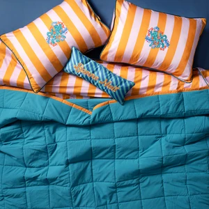 Zsa Zsa Zsu Faro Kapitoneli Kıng Sıze  Pamuk Yatak Örtüsü 240  x  220  cm  Yeşil/turuncu