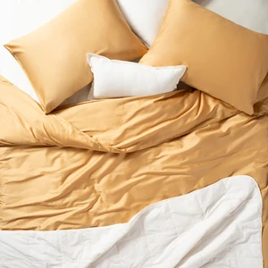 Zsa Zsa Zsu Solıd 300 Tc Çift Kişilik Pamuk Saten %100 Pamuk Saten Nevresim Seti 200x220 Cm Sarı