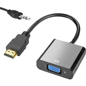Ata Elektronik HDMI To VGA Ses Çıkışlı Kablo Çevirici Dönüştürücü Adaptör + aux kablolu