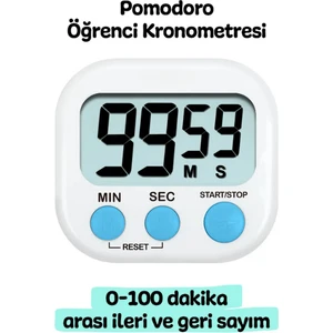 Hobi Market Art Alarmlı Dijital Zamanlayıcı Kronometre, Geri Sayım Özellikli, Mıknatıslı, 100 Dk, 7.3 x 6.5 Cm.