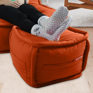 x permate Puffymod Dekoratif Kare Puf Orta Sehpa Ayak Uzatma Puf 40 x 40  cm  Kiremit