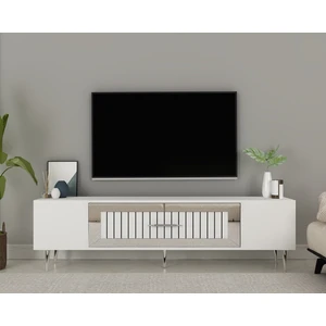 Cantek Dizayn DEKOLP3CT Tv Sehpası Beyaz-Gümüş
