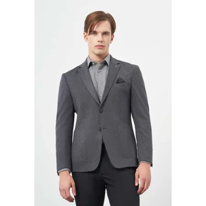 Koyu Lacivert Örme Mono Yaka 6 Drop Slim Fit Ceket 1002245153