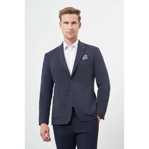 Lacivert Örme Kılıç Yaka 6 Drop Slim Fit Ceket 1002245156